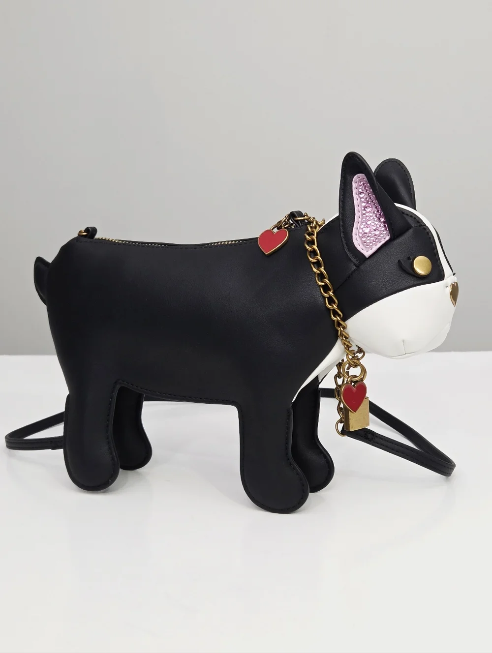BETSEY JOHNSON KITSCH FRENCHY DOG CROSSBODY BAG WITH REMOVABLE CHARM BRACELET